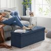 Sitzbank mit Stauraum, 110 cm, klappbare Sitztruhe, Aufbewahrungsbox, Fußbank, dunkelblau Bild 2