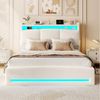 MSMASK Polsterbett mit Steckdosen und LED-Beleuchtung, Doppelbett mit Stauraum Kopfteil (1-tlg, Ohne Matratze), Hydraulik-Stauraumbett, Jugendbett 140x190cm Bild 4