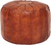 Wohnling Pouf, Ottomane, Sitzhocker, Echtleder Braun 52 x 40 x 52 cm Bild 2