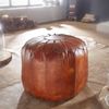 Wohnling Pouf, Ottomane, Sitzhocker, Echtleder Braun 52 x 40 x 52 cm Bild 4