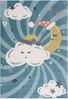 carpet city Kinderteppich Kinderzimmer Blau - 120x160 cm - Mond Wolken Sterne - Kinderzimmerteppiche Mädchen Jungen - Babyzimmer-Teppich - Spielteppich Bild 3