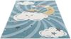 carpet city Kinderteppich Kinderzimmer Blau - 120x160 cm - Mond Wolken Sterne - Kinderzimmerteppiche Mädchen Jungen - Babyzimmer-Teppich - Spielteppich Bild 2
