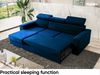 Meblini 'Voss' Schlafcouch mit Bettkasten, Samtstoff, 242 x 168 x 79 cm, Blau, Links Bild 5