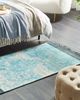 Teppich Viskose hellblau beige 80 x 150 cm cm orientalisches Muster Kurzflor AKARSU Bild 3