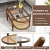 COSTWAY Couchtisch, mit Stauraum, aus Glas, Rattan & Massivholz, 102x56x47cm Bild 2