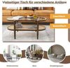 COSTWAY Couchtisch, mit Stauraum, aus Glas, Rattan & Massivholz, 102x56x47cm Bild 4