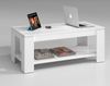 Dmora Aeolus Couchtisch, Couchtisch mit hochklappbarem Regal, Niedriger Wohnzimmertisch, 102x50h43/54 cm, Mattweiß Bild 4