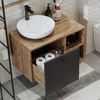 Roomart LOTUS-I-75 Badmöbel Set– 3-teiliges Badezimmermöbel Set - Unterschrank, Waschbecken & Spiegelschrank - H 45 x B 45 x T 75 cm • Anthrazit-Eiche Bild 5