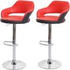 2er-Set Barhocker HWC-F16, Barstuhl Tresenhocker Drehhocker, mit Lehne Kunstleder ~ rot-schwarz Bild 1
