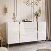 ALLHOUSE24 Wohnzimmer-Set DIAMANT Weiß Hochglanz GOLD Metallfüßen Wohnzimmer Möbel SET, Das Set besteht aus: Kommode, TV Schrank, Couchtisch Bild 2