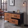Kommode HWC-Q66, Sideboard Schrank Anrichte, Schubladen Industrial 60x120x40cm ~ Holz braun, Metall schwarz Bild 1