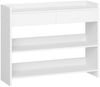 Konsolentisch mit Schubladen, Flurtisch mit 2-Stufigen Ablagefächern, Beistelltisch mit Tischplattenreling, Zwei Haken auf Jeder Seite, für Flur, Wohnzimmer, 100 × 30 × 80 cm, Weiß Bild 2