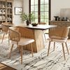Esszimmerstuhl 47 x 51 x 79 cm, Rattan-Rückenlehne, PU-Leder-Sitzkissen, Metallbeine Holzoptik, beige/braun,4er-Set Bild 3
