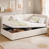 Merax Daybett 90x200 cm mit hydraulischem Stauraum, Polsterbett, Tagesbett, Links und rechts tauschen, Samt, beige Bild 2