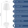ZMH Kabellose Nachttischlampe, 2600 mAh LED, wiederaufladbare Outdoor-Tischlampe, Touch, Weiß, mit USB-Stecker Bild 3