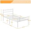 Yaheetech Metallbett mit Kopf- und Fußteil & Lattenrost, bis 136 kg, Weiß, 90x190 cm Bild 2