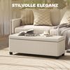 HOMCOM Sitzbank Ottomane mit Stauraum (Fußhocker aus Cord mit abnehmbarem Deckel, Beinen, 1-St, Aufbewahrungstruhe für Wohnzimmer, Schlafzimmer), 112 x 42 x 40 cm, Beige Bild 4