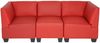 Modular 3-Sitzer Sofa Couch Lyon, Kunstleder ~ rot, hohe Armlehnen Bild 3