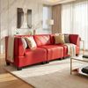 Modular 3-Sitzer Sofa Couch Lyon, Kunstleder ~ rot, hohe Armlehnen Bild 1