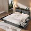 Polsterbett 160x200 cm mit Matratze, 4 Schubladen, USB-C und verstellbarem Kopfteil Bild 2