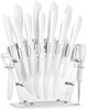 Messerblock mit Messer 16 TLG Messer Set Weiß Antihaft Beschichtung Acrylhalter Bild 1