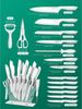 Messerblock mit Messer 16 TLG Messer Set Weiß Antihaft Beschichtung Acrylhalter Bild 2