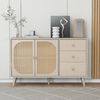 Sideboard 120 x 40 x 82,5 cm aus Spanplatte in Offwhite mit 2 Türen & 3 Schubladen, Push-to-open Bild 2