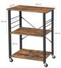 VASAGLE Küchenregal auf Rollen, Servierwagen mit 3 Regalböden, Mikrowellenregal, für Minibackofen, Toaster, Wasserkocher, Metall, mit 6 Haken, Industrie-Design, 40 x 60 x 89 cm, Vintagebraun-Schwarz von SONGMICS Bild 5