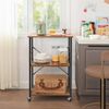 VASAGLE Küchenregal auf Rollen, Servierwagen mit 3 Regalböden, Mikrowellenregal, für Minibackofen, Toaster, Wasserkocher, Metall, mit 6 Haken, Industrie-Design, 40 x 60 x 89 cm, Vintagebraun-Schwarz von SONGMICS Bild 3