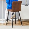 Barstuhl-Set 101cm×44cm×44cm 2-teilig – braunes Technologietuch mit schwarzem Metall, ergonomische Rückenlehne Bild 4