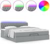 vidaXL Ottoman-Bett mit Matratzen & LEDs Hellgrau 200x200 cm Stoff 3312416 Bild 4