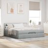 vidaXL Ottoman-Bett mit Matratzen & LEDs Hellgrau 200x200 cm Stoff 3312416 Bild 5