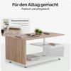 CASARIA® Couchtisch Orlando 95x55x50cm Weiß Eiche Holz Wohnzimmertisch Bild 4