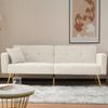 Merax sofa Schlafsofa mit Bettfunktion, verstellbarem Winkel, goldenen Beinen, mit Kissen und seitlichen Aufbewahrungstaschen, Weiß Bild 2