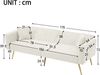 Merax sofa Schlafsofa mit Bettfunktion, verstellbarem Winkel, goldenen Beinen, mit Kissen und seitlichen Aufbewahrungstaschen, Weiß Bild 4