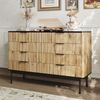 Sideboard aus MDF mit Schubladen & Schwarzer Deckplatte, 120x39,5x80 cm, Natur/Schwarz Bild 5