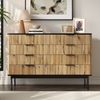 Sideboard aus MDF mit Schubladen & Schwarzer Deckplatte, 120x39,5x80 cm, Natur/Schwarz Bild 2