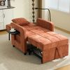 Flieks Sessel & Schlafsofa mit Seitenablage, Seitentasche & Handyhalter, Chenille, Orange Bild 2