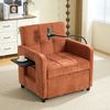 Flieks Sessel & Schlafsofa mit Seitenablage, Seitentasche & Handyhalter, Chenille, Orange Bild 3