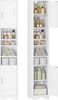 Badezimmerschrank, Badschrank Schmal Hoch, Hochschrank Badezimmer, Badschrank mit Offenen Fach und Tür, Verstellbaren Ablagen, Platzsparender Badregal, Badmöbel, Modern, 30 × 30 ×180 cm, Weiß Bild 2