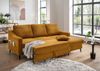 Sofa Valentina von Benformato: Elegantes Breitcord-Sofa mit Schlaffunktion, Bettkasten und Flexibler Recamiere, gold Bild 2
