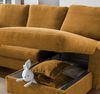 Sofa Valentina von Benformato: Elegantes Breitcord-Sofa mit Schlaffunktion, Bettkasten und Flexibler Recamiere, gold Bild 3