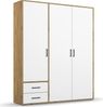 rauch Kleiderschrank; Drehtürenschrank VOYAGER, 3-türig, 2 Schubkästen, Alpinweiß/Eiche Artisan, 140x194x53xcm Bild 3