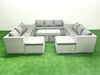 Fimous Polyrattan Gartenmöbelset mit Graue Kissen 13-Sitzer mit Couchtisch Bild 2