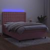 vidaXL Boxspringbett mit Matratze & LED Rosa 140x200 cm Samt 3139810 Bild 3