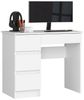Home Collective Computertisch Schreibtisch Bürotisch Gaming Tisch mit ausziehbarer Tastaturablage, mit 4 Schubladen links, 90 x 50 x 77 cm, weiß Bild 4
