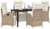 vidaXL Garten Essgruppe mit Kissen 5 pcs Beige Poly-Rattan 3380556 Bild 3