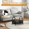 TWSOUL Couchtisch Beistelltisch Nachttisch, Sicherheitsglasplatte + Metallrahmen 56.5cm, auf 360° Rollen, für Wohnzimmer/Schlafzimmer/Freizeitbereich Bild 3