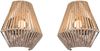 2er SET Akku Wandlampen per USB aufladbar, Lampenschirm aus Papiergarn, H: 19cm Bild 2