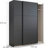 rauch Kleiderschrank; Schwebetürenschrank KRONACH, 2-türig, Graumetallic, 175x210x59xcm Bild 4